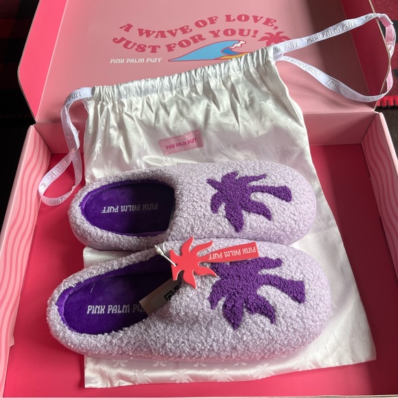 Pink Palm Puff Malibu Slippers - Picture 2 of 5